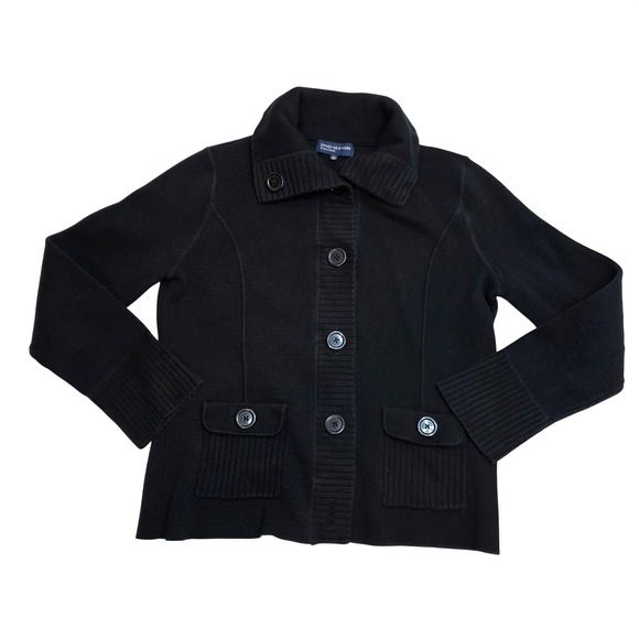 Jones New York Signature Sweaters - Jones New York Signature Black Cotton Button Up Cardigan Sweater Large Womens